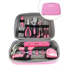 Hand Tool Sets Apollo Household Tool Kit In Designer Case, Pink,(63-Pieces)