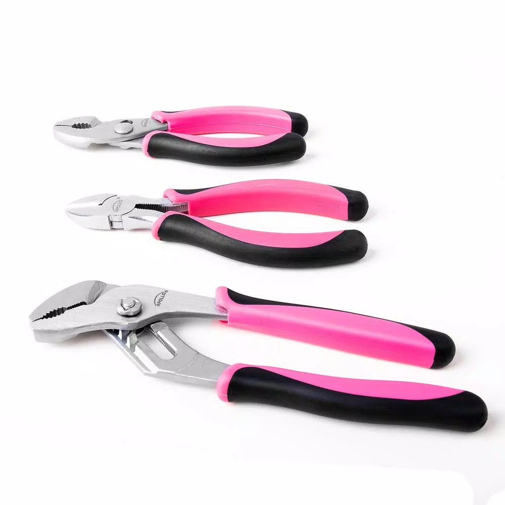 Apollo 8 In., 6.5 In. And 6 In. Pliers Set In Pink (3-Piece) 4 Apollo 8 In., 6.5 In. And 6 In. Pliers Set In Pink (3-Piece) - Image 2