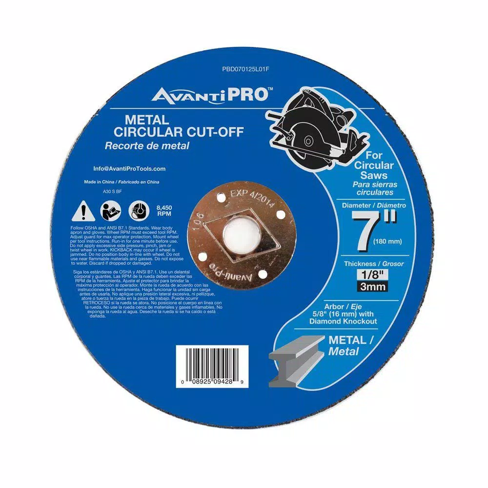 Abrasives Avanti Pro 7 In. X 1/8 In. X 5/8 In. Metal Cut-Off Disc 3 Abrasives Avanti Pro 7 In. X 1/8 In. X 5/8 In. Metal Cut-Off Disc