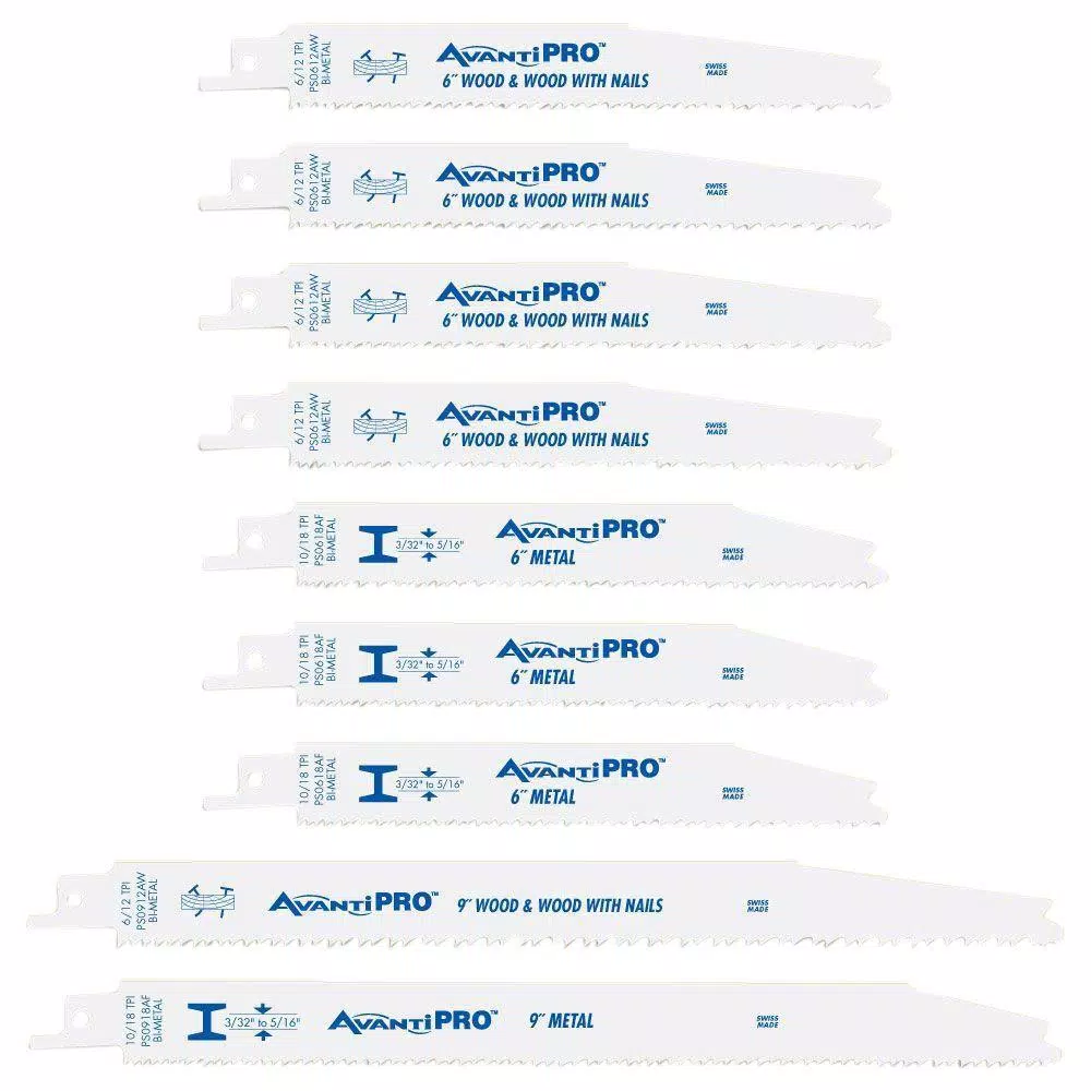 Saw Blades Avanti Pro Wood And Metal Cutting Reciprocating Saw Blade Set (9-Piece) 3 Saw Blades Avanti Pro Wood And Metal Cutting Reciprocating Saw Blade Set (9-Piece)