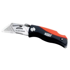 Knives & Blades BESSEY Folding Utility Knife With ABS Comfort Handle Room To Store 5 Spare Blades