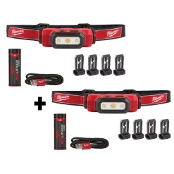 Headlamps Milwaukee 475 Lumens LED Rechargeable Hard Hat Headlamp (2-Pack)