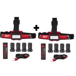 Headlamps Milwaukee 600 Lumens LED USB Rechargeable Low-Profile Hard Hat Headlamp (2-Pack)