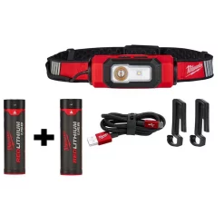 Headlamps Milwaukee 600 Lumens LED USB Rechargeable 360-Degree Visibility Hard Hat Headlamp W/ Extra REDLITHIUM USB Battery