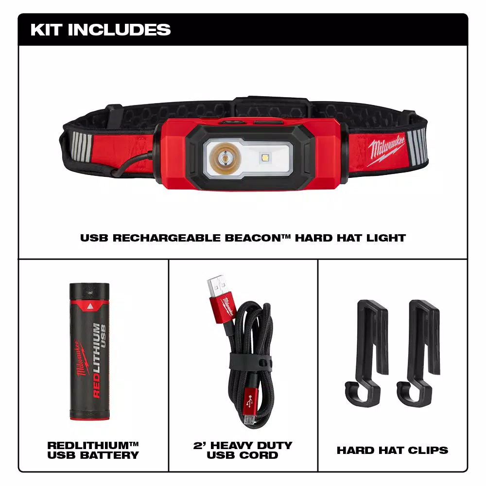 Headlamps Milwaukee 600 Lumens LED USB Rechargeable 360-Degree Visibility Hard Hat Headlamp With Type 1 Class C Full Brim Vented Hard Hat 4 Headlamps Milwaukee 600 Lumens LED USB Rechargeable 360-Degree Visibility Hard Hat Headlamp With Type 1 Class C Full Brim Vented Hard Hat - Image 2