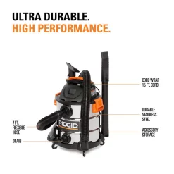 Wet & Dry Vacuums RIDGID 10 Gal. 6.0-Peak HP Stainless Steel Wet/Dry Shop Vacuum With Filter, Dust Bags, Hose And Accessories -Deals Power Tool Accessories Store blacks ridgid wet dry vacuums wd1060a 40 1000
