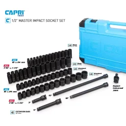 Hand Tool Sets Capri Tools 1/2 In. Drive SAE/Metric Master Impact Socket Set With Adapters And Extensions (61-Piece) -Deals Power Tool Accessories Store capri tools impact socket sets 5 5000 c3 1000