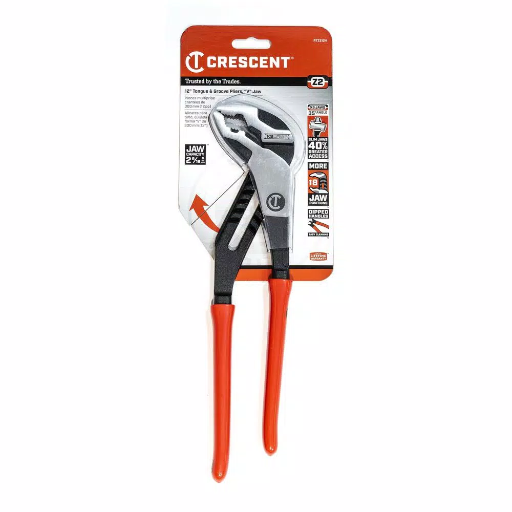 Crescent 12 In. Z2 K9 Straight Jaw Dipped Handle Tongue And Groove Pliers 4 Crescent 12 In. Z2 K9 Straight Jaw Dipped Handle Tongue And Groove Pliers - Image 2