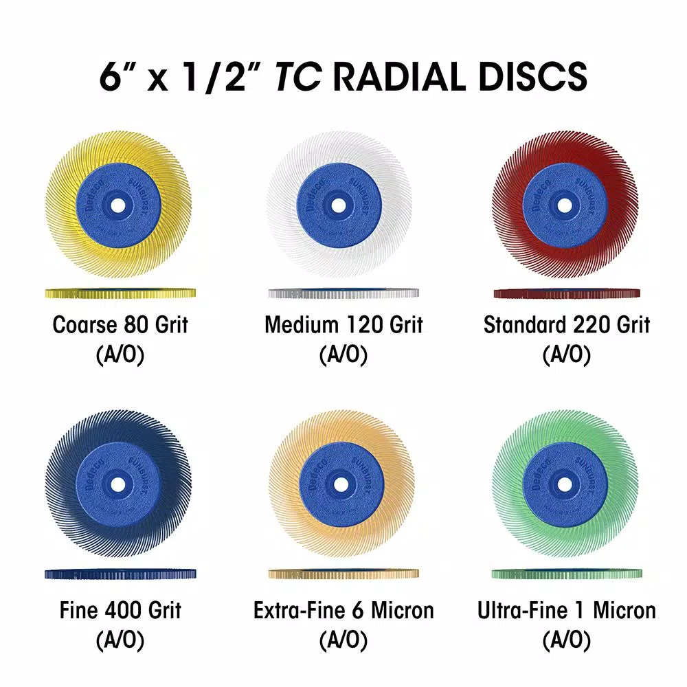 Abrasives Dedeco Sunburst – 6 In. TC Radial Discs – 1/2 In. Arbor – Thermoplastic Cleaning And Polishing Tool, Medium 120-Grit (1-Pack) 6 Abrasives Dedeco Sunburst – 6 In. TC Radial Discs – 1/2 In. Arbor – Thermoplastic Cleaning And Polishing Tool, Medium 120-Grit (1-Pack) - Image 4