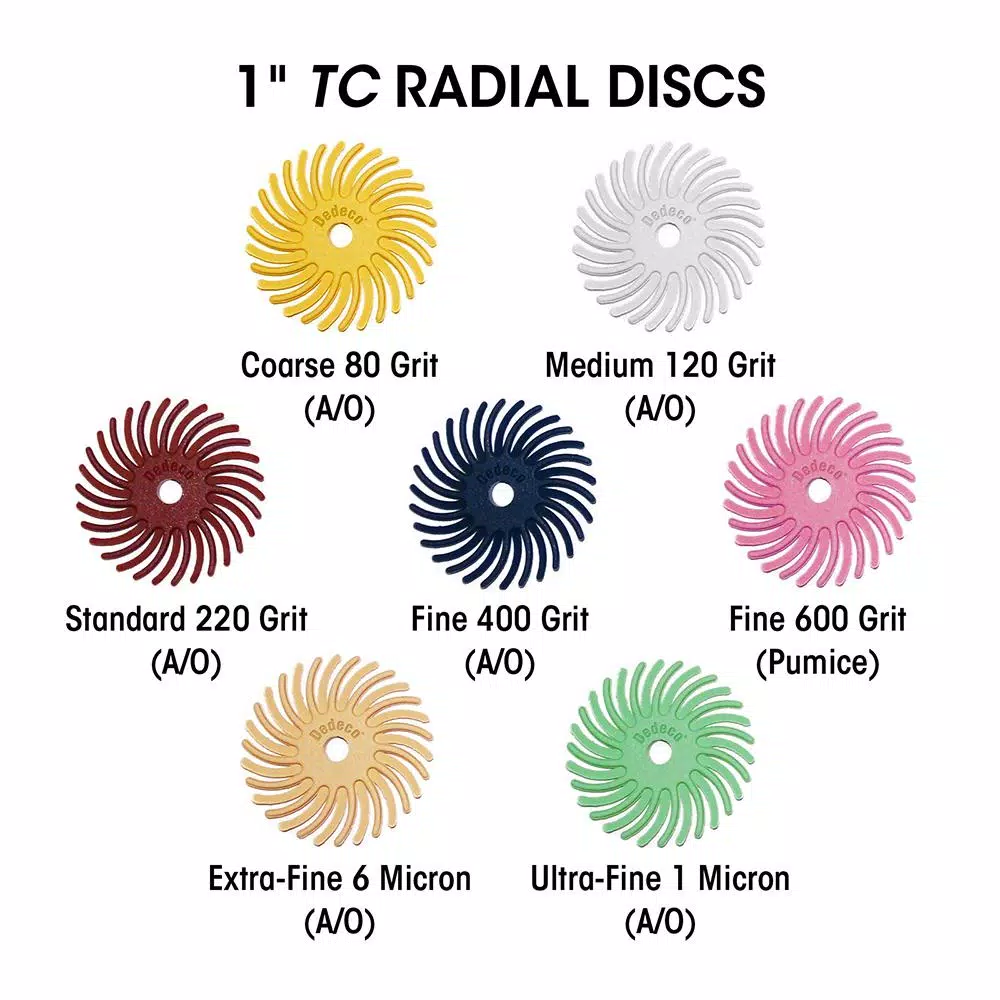 Rotary Tool Accessories Dedeco Sunburst 7/8 In. Knife-Edge Radial Discs β 1/16 In. Standard 220-Grit Arbor Rotary Polishing Tool (48-Pack) 5 Rotary Tool Accessories Dedeco Sunburst 7/8 In. Knife-Edge Radial Discs β 1/16 In. Standard 220-Grit Arbor Rotary Polishing Tool (48-Pack) - Image 3