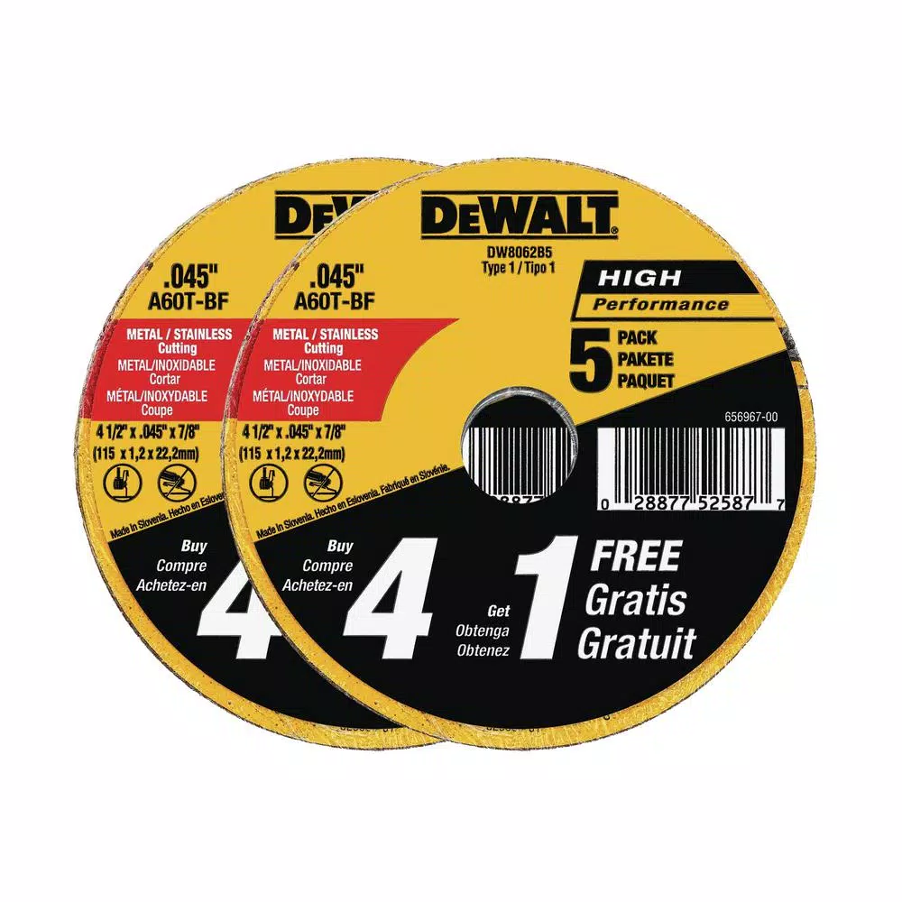 Abrasives DEWALT 4-1/2 In. X .045 In. X 7/8 In. Metal & Stainless Cutting Wheel (10-Pack) With Black & Gold Drill Bit Set (14-Piece) 7 Abrasives DEWALT 4-1/2 In. X .045 In. X 7/8 In. Metal & Stainless Cutting Wheel (10-Pack) With Black & Gold Drill Bit Set (14-Piece) - Image 5
