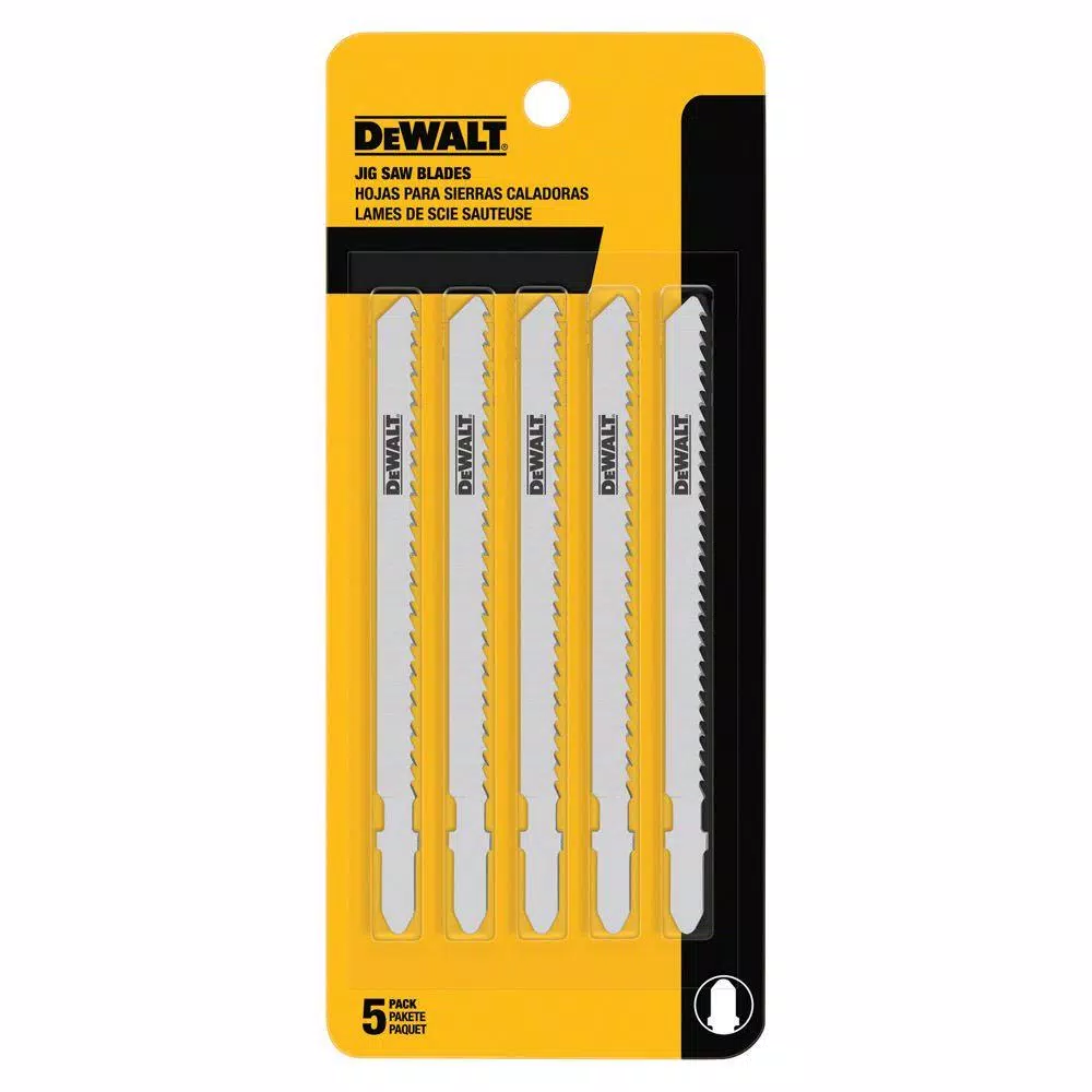Saw Blades DEWALT 4 In. 6 TPI Fast Clean Wood Cutting Jig Saw Blade Bi-Metal T-Shank (5-Pack) 3 Saw Blades DEWALT 4 In. 6 TPI Fast Clean Wood Cutting Jig Saw Blade Bi-Metal T-Shank (5-Pack)