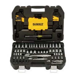 Hand Tool Sets DEWALT 1/4 In. X 3/8 In. Drive Polished Chrome Mechanics Tool Set (108-Piece)