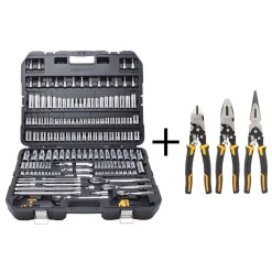 Hand Tool Sets DEWALT Chrome Vanadium Mechanics Tool Set (192-Piece) With Compound Pliers Set (3-Piece)