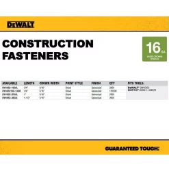 Fastening Tools DEWALT 1 In. X 1 In. X 16-Gauge Galvanized Wide Crown Staple (2000 Per Pack) -Deals Power Tool Accessories Store dewalt pneumatic staples dw16s2 25gal 40 1000