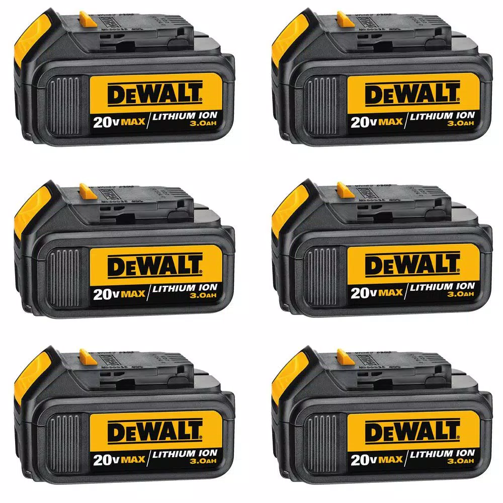 Power Tool Batteries DEWALT 20-Volt MAX Premium Lithium-Ion 3.0Ah Battery Pack (6-Pack) 3 Power Tool Batteries DEWALT 20-Volt MAX Premium Lithium-Ion 3.0Ah Battery Pack (6-Pack)