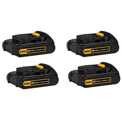 Power Tool Batteries DEWALT 20-Volt MAX Compact Lithium-Ion 1.5Ah Battery Pack (4-Pack)