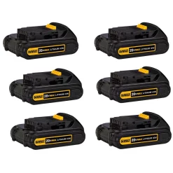 Power Tool Batteries DEWALT 20-Volt MAX Compact Lithium-Ion 1.5Ah Battery Pack (6-Pack)