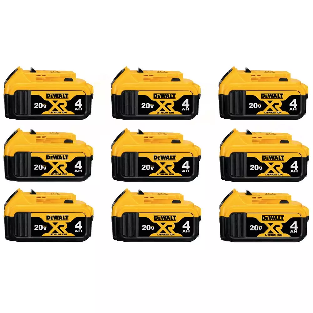 Power Tool Batteries DEWALT 20-Volt MAX XR Premium Lithium-Ion 4.0Ah Battery Pack (9-Pack) 3 Power Tool Batteries DEWALT 20-Volt MAX XR Premium Lithium-Ion 4.0Ah Battery Pack (9-Pack)