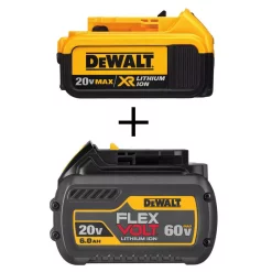 Power Tool Batteries DEWALT 20-Volt MAX XR Premium Lithium-Ion 4.0Ah Battery Pack With FLEXVOLT 20-Volt/60-Volt MAX Lithium-Ion Battery Pack