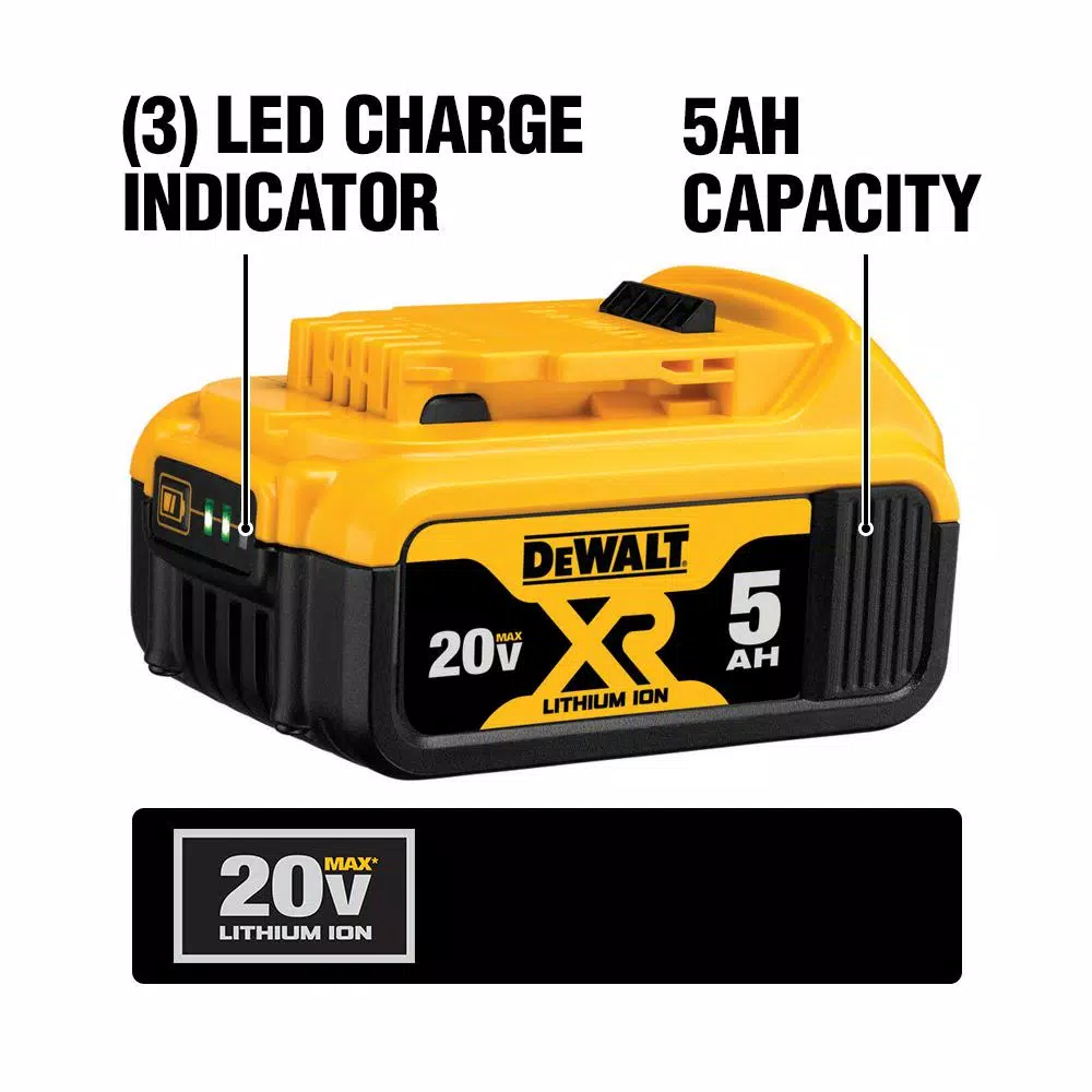 Power Tool Batteries DEWALT 20-Volt MAX XR Premium Lithium-Ion 5.0Ah Battery Pack (5-Pack) 4 Power Tool Batteries DEWALT 20-Volt MAX XR Premium Lithium-Ion 5.0Ah Battery Pack (5-Pack) - Image 2