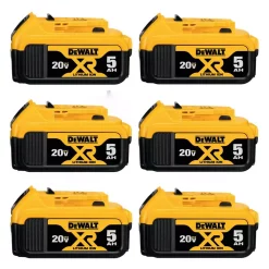 Power Tool Batteries DEWALT 20-Volt MAX XR Premium Lithium-Ion 5.0Ah Battery Pack (6-Pack)