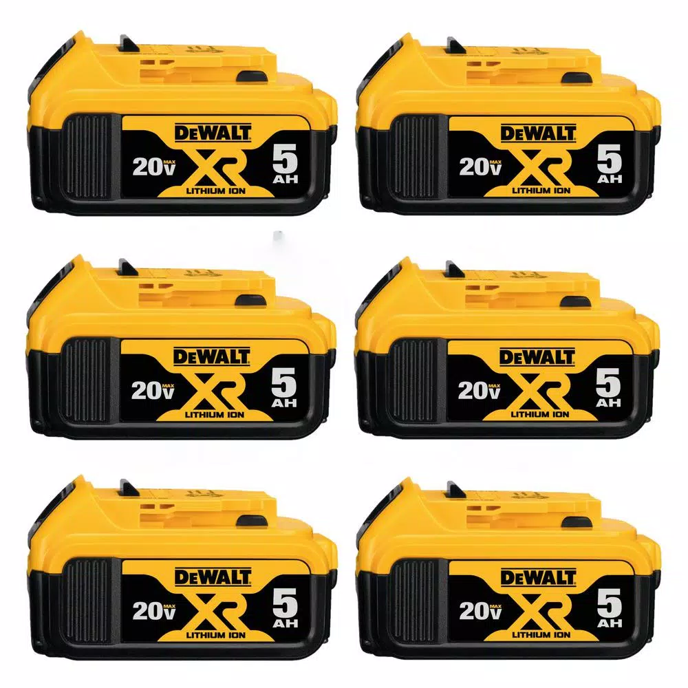 Power Tool Batteries DEWALT 20-Volt MAX XR Premium Lithium-Ion 5.0Ah Battery Pack (6-Pack) 3 Power Tool Batteries DEWALT 20-Volt MAX XR Premium Lithium-Ion 5.0Ah Battery Pack (6-Pack)