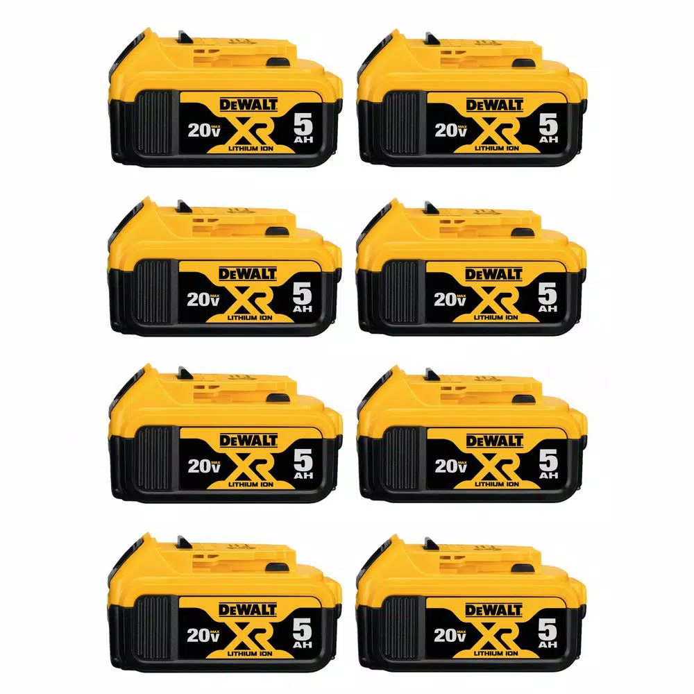 Power Tool Batteries DEWALT 20-Volt MAX XR Premium Lithium-Ion 5.0Ah Battery Pack (8-Pack) 3 Power Tool Batteries DEWALT 20-Volt MAX XR Premium Lithium-Ion 5.0Ah Battery Pack (8-Pack)