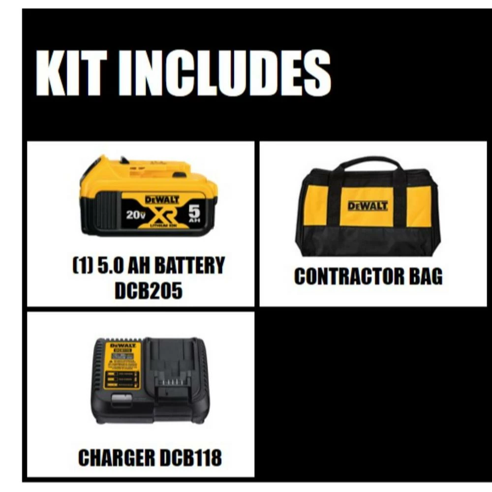 Power Tool Batteries DEWALT 20-Volt MAX XR Premium Lithium-Ion 5.0Ah Battery Pack, Charger & Kit Bag 4 Power Tool Batteries DEWALT 20-Volt MAX XR Premium Lithium-Ion 5.0Ah Battery Pack, Charger & Kit Bag - Image 2