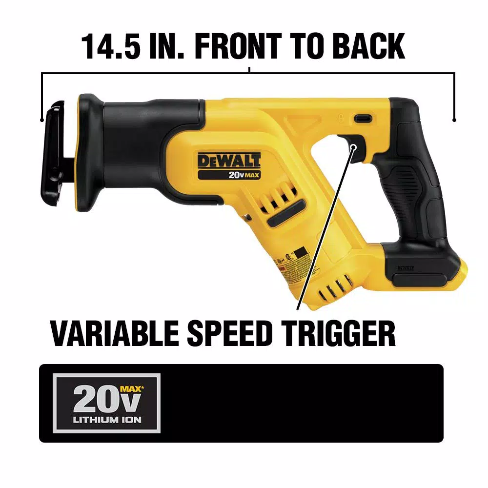 Power Tool Batteries DEWALT 20-Volt MAX Cordless Compact Reciprocating Saw With (2) 20-Volt Battery 5.0Ah & Brushless Drill 4 Power Tool Batteries DEWALT 20-Volt MAX Cordless Compact Reciprocating Saw With (2) 20-Volt Battery 5.0Ah & Brushless Drill - Image 2