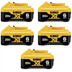Power Tool Batteries DEWALT 20-Volt MAX XR Premium Lithium-Ion 6.0Ah Battery Pack (5-Pack)