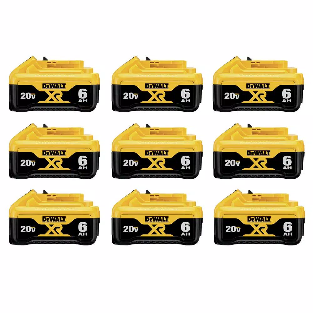 Power Tool Batteries DEWALT 20-Volt MAX XR Premium Lithium-Ion 6.0Ah Battery Pack (9-Pack) 3 Power Tool Batteries DEWALT 20-Volt MAX XR Premium Lithium-Ion 6.0Ah Battery Pack (9-Pack)