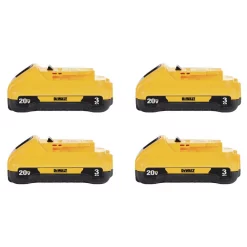 Power Tool Batteries DEWALT 20-Volt MAX Compact Lithium-Ion 3.0Ah Battery Pack (4-Pack)