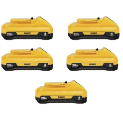 Power Tool Batteries DEWALT 20-Volt MAX Compact Lithium-Ion 4.0Ah Battery Pack (5-Pack)