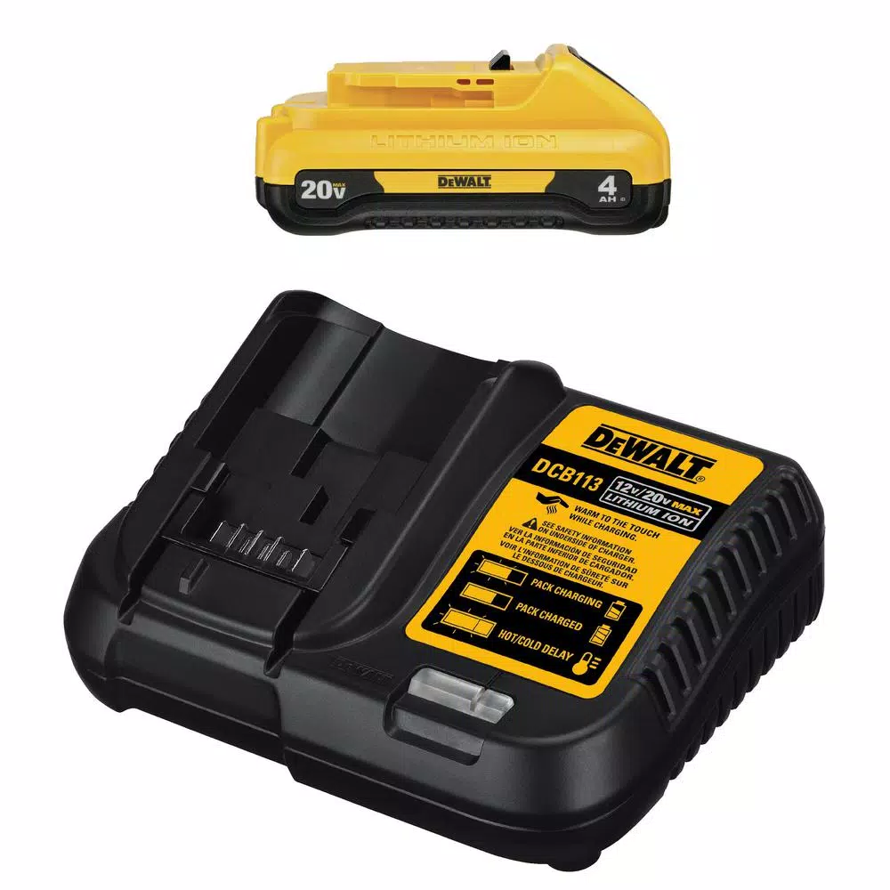 Power Tool Batteries DEWALT 20-Volt MAX Compact Lithium-Ion 4.0Ah Battery Pack With 12-Volt To 20-Volt MAX Charger 3 Power Tool Batteries DEWALT 20-Volt MAX Compact Lithium-Ion 4.0Ah Battery Pack With 12-Volt To 20-Volt MAX Charger