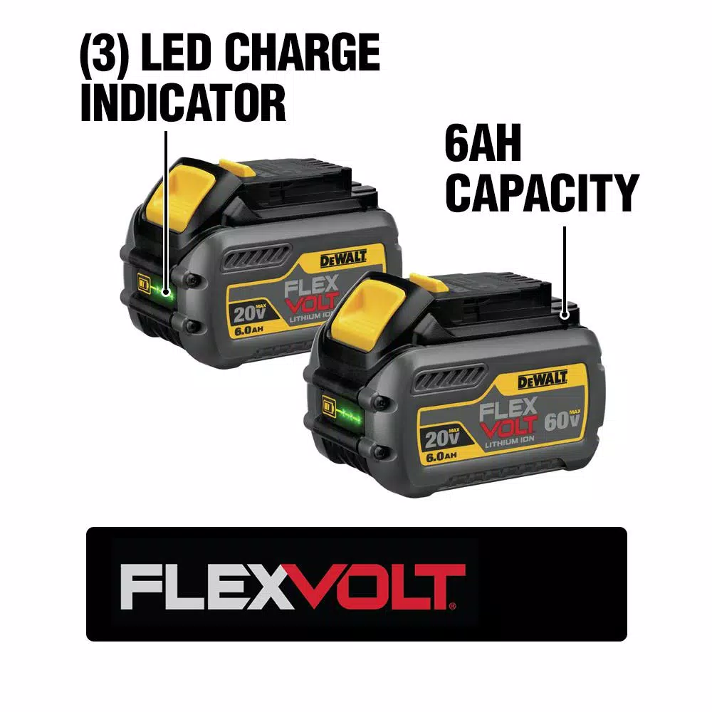 Power Tool Batteries DEWALT FLEXVOLT 20-Volt/60-Volt MAX Lithium-Ion 6.0Ah Battery Pack (4-Pack) 4 Power Tool Batteries DEWALT FLEXVOLT 20-Volt/60-Volt MAX Lithium-Ion 6.0Ah Battery Pack (4-Pack) - Image 2