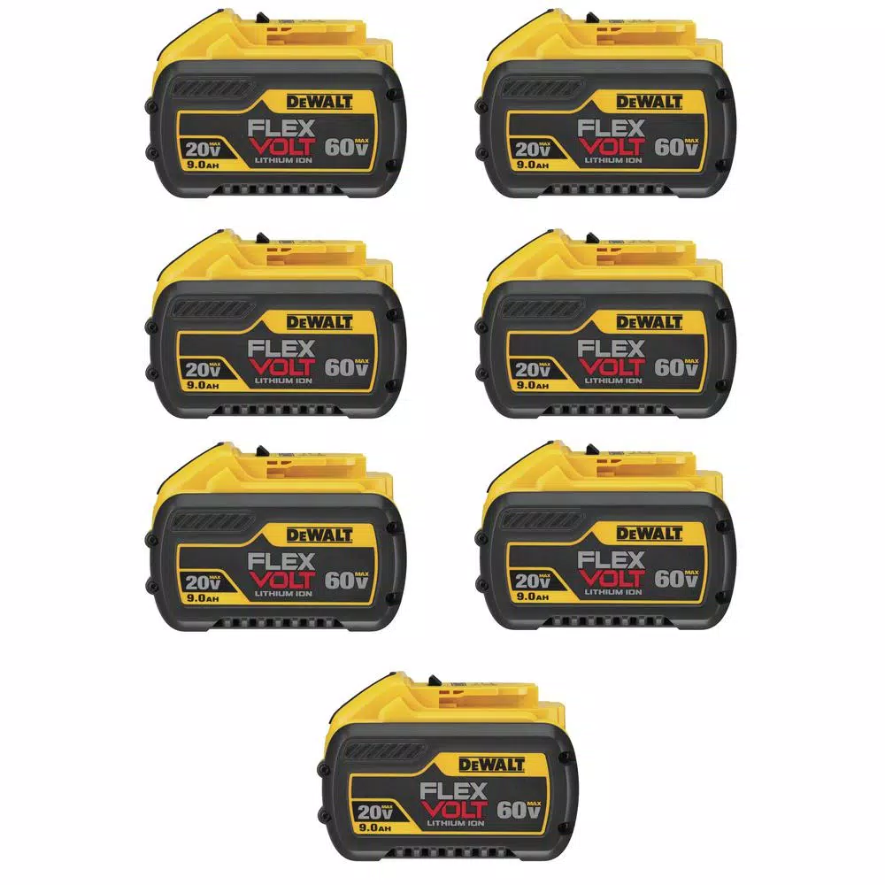 Power Tool Batteries DEWALT FLEXVOLT 20-Volt/60-Volt MAX Lithium-Ion 9.0Ah Battery Pack (7-Pack) 3 Power Tool Batteries DEWALT FLEXVOLT 20-Volt/60-Volt MAX Lithium-Ion 9.0Ah Battery Pack (7-Pack)