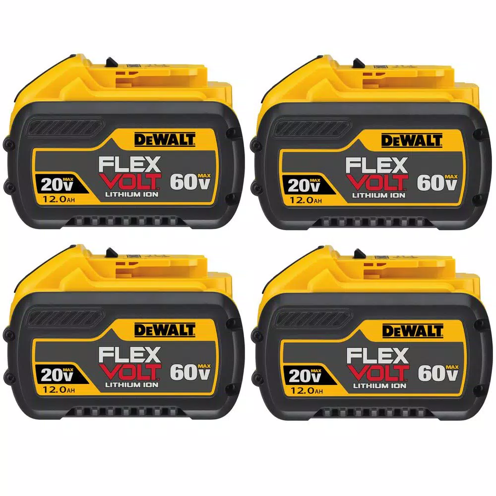 Power Tool Batteries DEWALT FLEXVOLT 20-Volt/60-Volt MAX Lithium-Ion 12.0Ah Battery (4-Pack) 3 Power Tool Batteries DEWALT FLEXVOLT 20-Volt/60-Volt MAX Lithium-Ion 12.0Ah Battery (4-Pack)