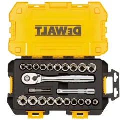 Hand Tool Sets DEWALT 1/2 In. Drive Combination Socket Set With Case (23-Piece) With Bonus 9 Ft. X 1/2 In. Pocket Tape Measure -Deals Power Tool Accessories Store dewalt ratchet socket sets dwmt73813w33028 4f 1000