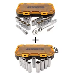 Hand Tool Sets DEWALT 1/2 In. Drive Socket Set With 10-Piece 1/2 In. Drive Deep Socket Set (23-Piece)