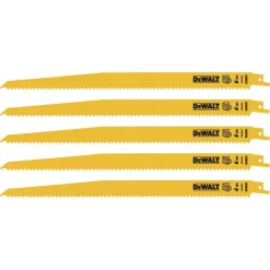 Saw Blades DEWALT 12 In. 6 Teeth Per In. Taper Back Bi-Metal Reciprocating Saw Blade (5-Pack)