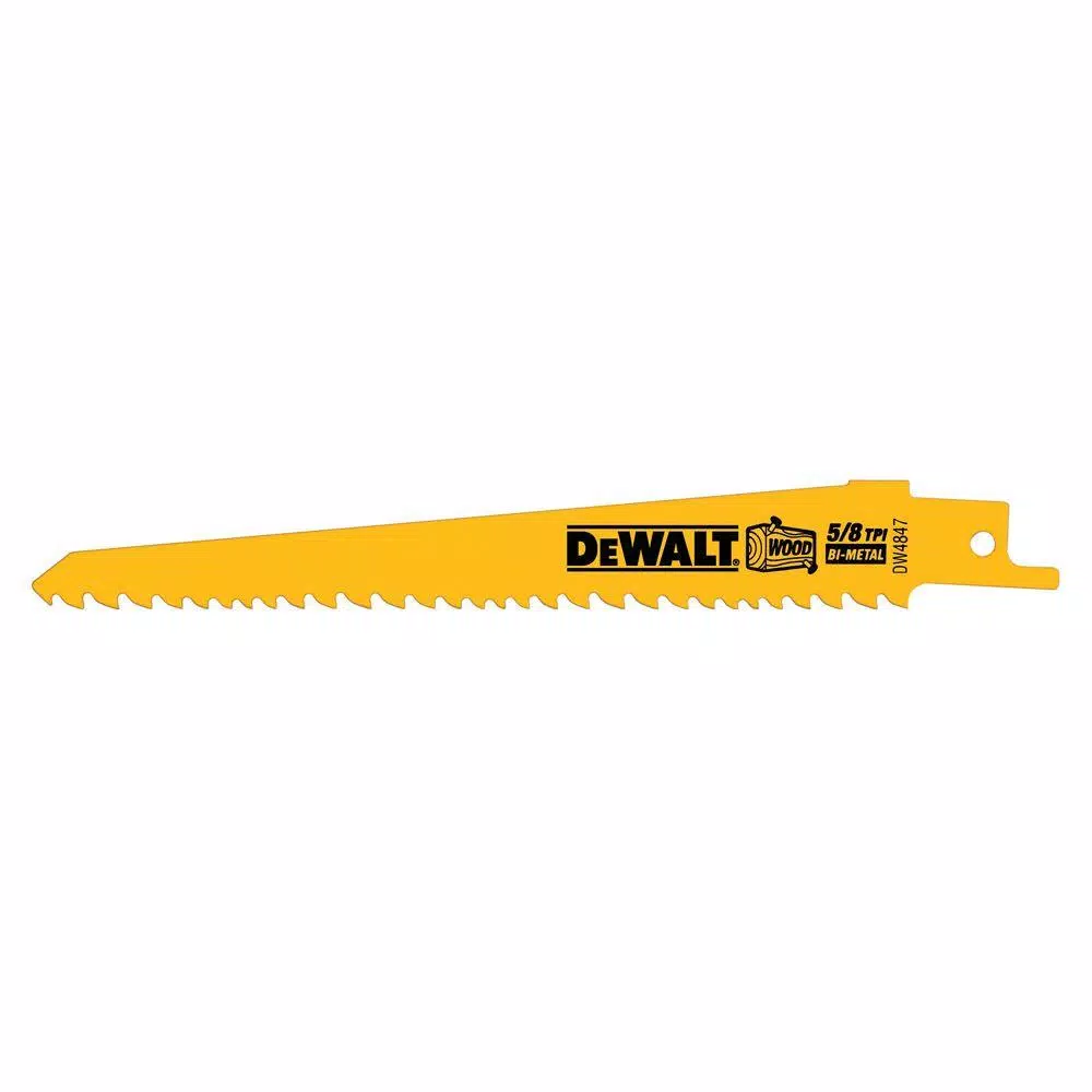 Saw Blades DEWALT 6 In. 5/8 TPI Taper Back Bi-Metal Reciprocating Saw Blade (2-Pack) 3 Saw Blades DEWALT 6 In. 5/8 TPI Taper Back Bi-Metal Reciprocating Saw Blade (2-Pack)