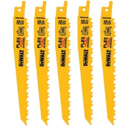 Saw Blades DEWALT FLEXVOLT 6 In. 6 Teeth Per In. Bi-Metal Reciprocating Saw Blade Set (5-Pack)
