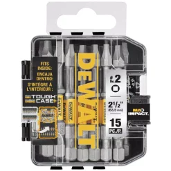 Drill Bits DEWALT MAX IMPACT 2.5 In. #2 Square Bit (15-Piece) With Small Bulk Storage Case -Deals Power Tool Accessories Store dewalt screwdriver bits dwa2sq2mi15 40 1000