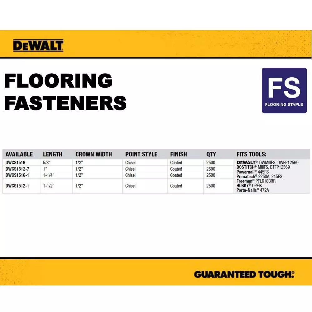 Fastening Tools DEWALT 2 In. Leg X 1/2 In. Crown 15-1/2-Gauge Coated Steel Hardwood Flooring Staple (7,728 Per Box) 4 Fastening Tools DEWALT 2 In. Leg X 1/2 In. Crown 15-1/2-Gauge Coated Steel Hardwood Flooring Staple (7,728 Per Box) - Image 2