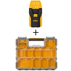 Stud Finders DEWALT 3/4 In. Stud Finder With Bonus 10-Compartment Shallow Pro Small Parts Organizer