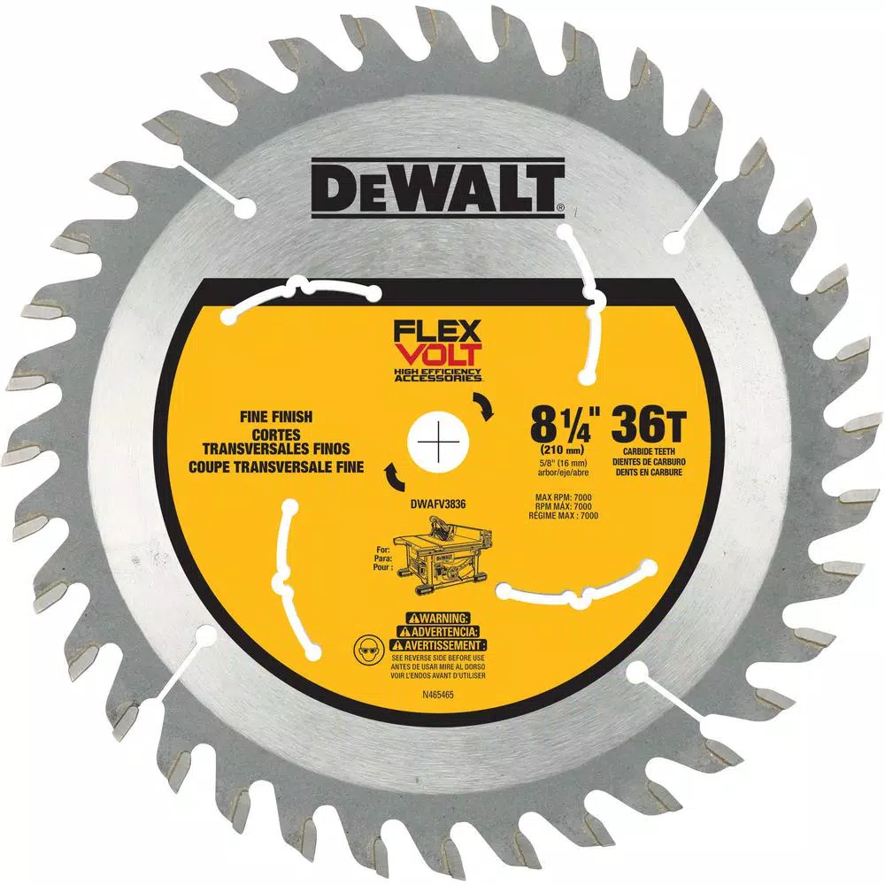 Saw Blades DEWALT FLEXVOLT 8-1/4 In. 36-Teeth Carbide-Tipped Table Saw Blade 3 Saw Blades DEWALT FLEXVOLT 8-1/4 In. 36-Teeth Carbide-Tipped Table Saw Blade