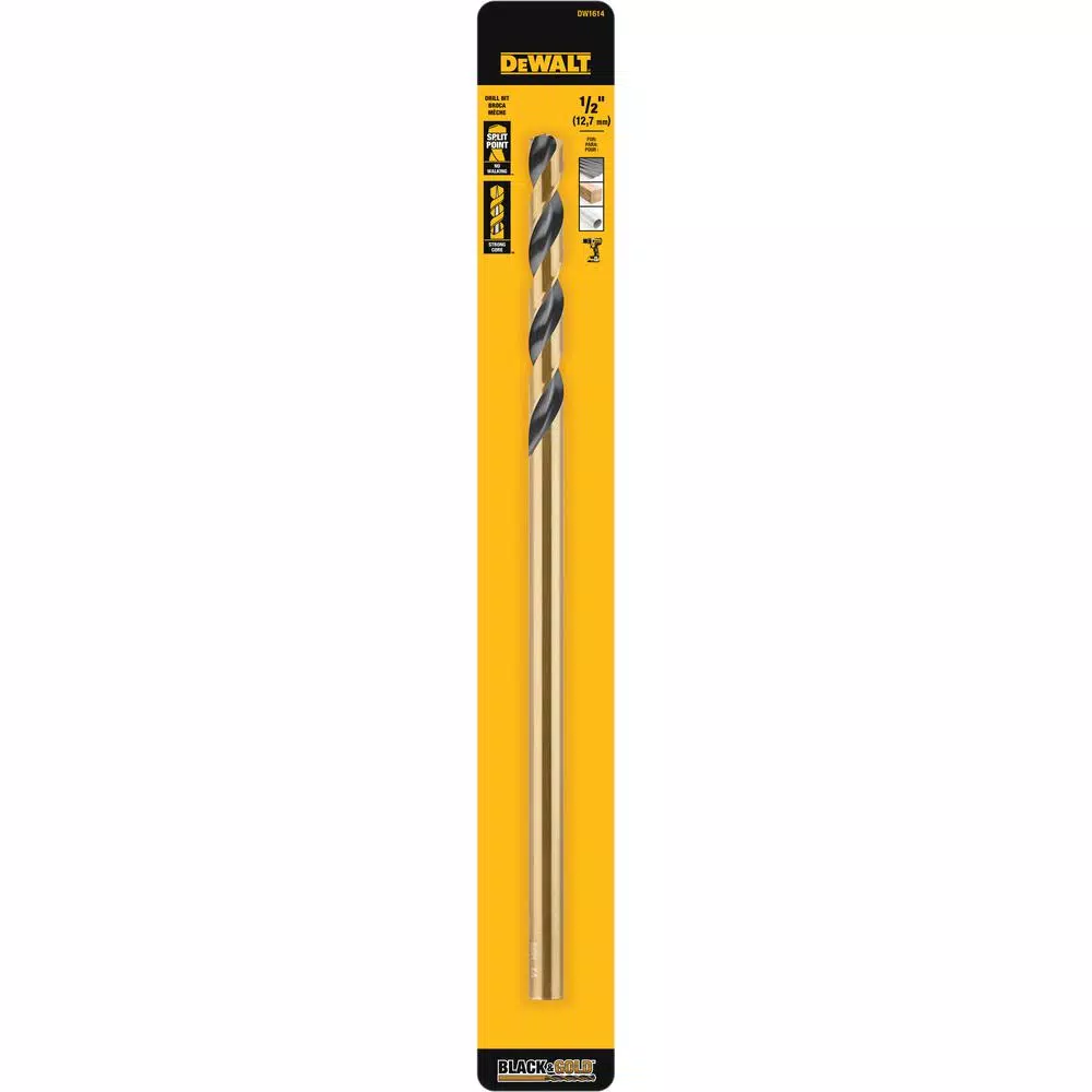 Drill Bits DEWALT 1/2 In. X 12 In. Black And Gold Drill Bit 5 Drill Bits DEWALT 1/2 In. X 12 In. Black And Gold Drill Bit - Image 3