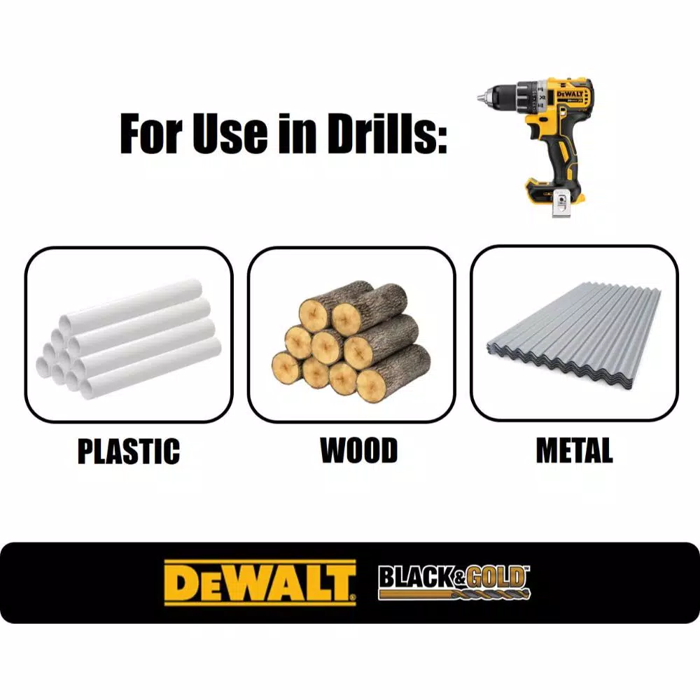 Drill Bits DEWALT 1/2 In. X 12 In. Black And Gold Drill Bit 4 Drill Bits DEWALT 1/2 In. X 12 In. Black And Gold Drill Bit - Image 2