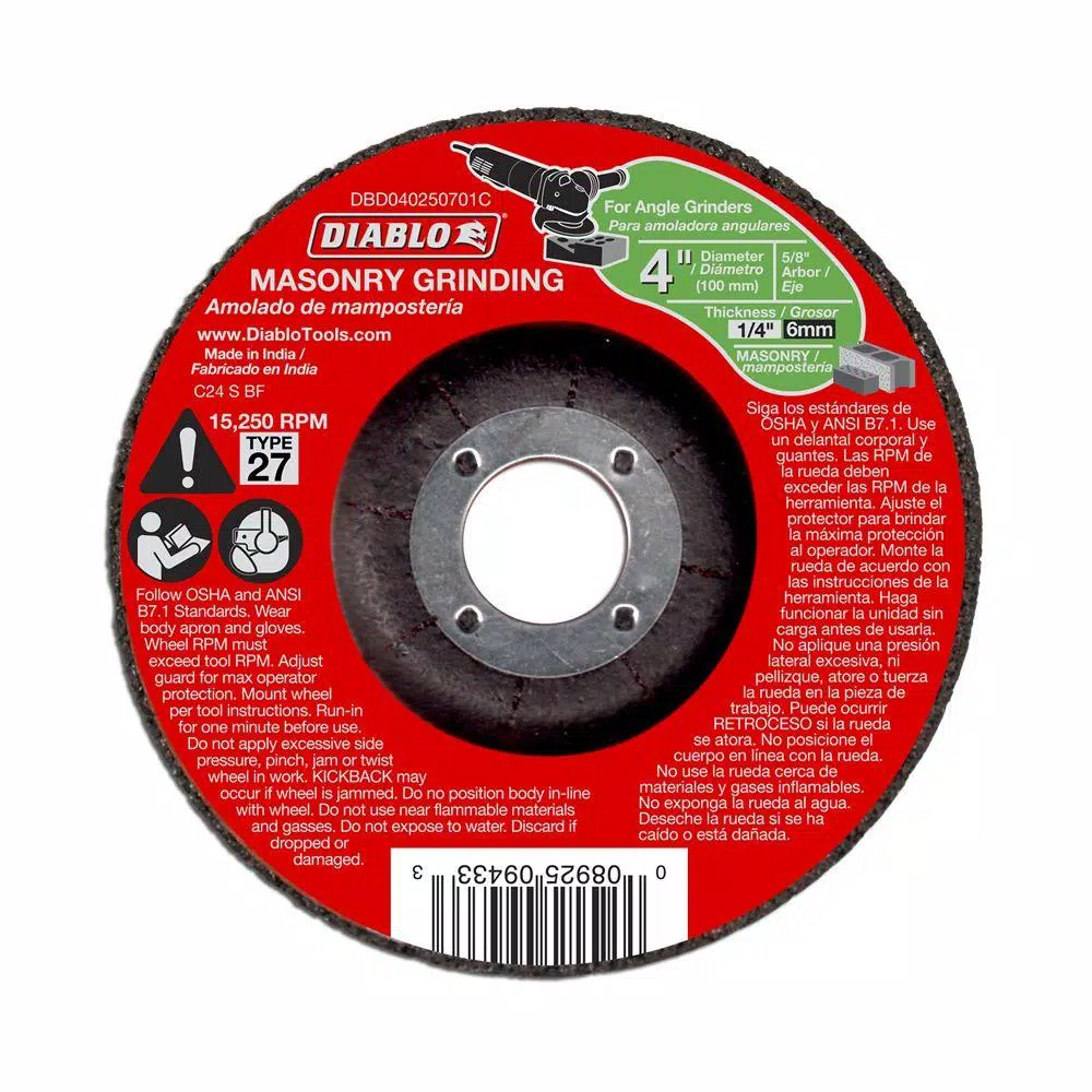 Abrasives DIABLO 4 In. X 1/4 In. X 5/8 In. Masonry Grinding Disc With Depressed Center (10-Pack) 3 Abrasives DIABLO 4 In. X 1/4 In. X 5/8 In. Masonry Grinding Disc With Depressed Center (10-Pack)